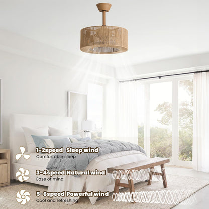 Lampe éventail en rotin tissé, style rétro pour salon, restaurant, chambre à coucher
