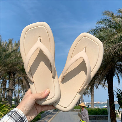 Tongs tendance de couleur unie pour femmes, tongs à semelle souple