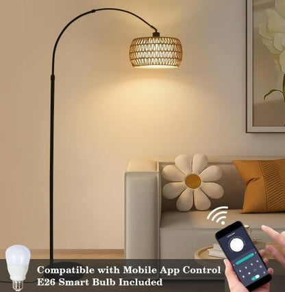 Lampadaire en rotin Simian, 3 niveaux de température réglables - LUXARAH