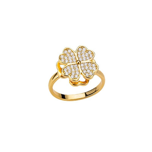Bagues de fleurs rotatives avec strass, bague de décompression anti-anxiété tendance
