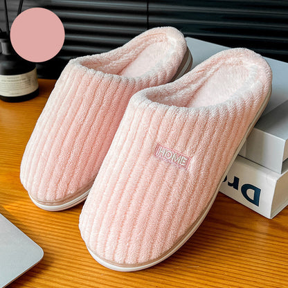 Chaussons d'hiver en coton, couleur unie, simples, antidérapants, chauds et en peluche, pour la maison, pour l'intérieur, pour couple et femmes - LUXARAH