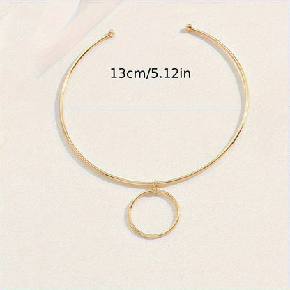 Collier ras du cou pour femme, grand cercle, pendentif géométrique en métal, colliers plastrons