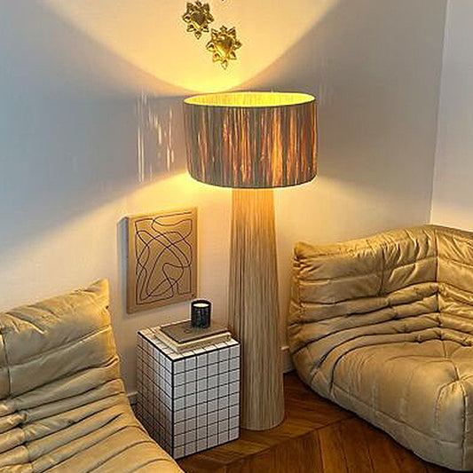 Lampe de chevet rétro en rotin tissé à la main pour chambre à coucher - LUXARAH