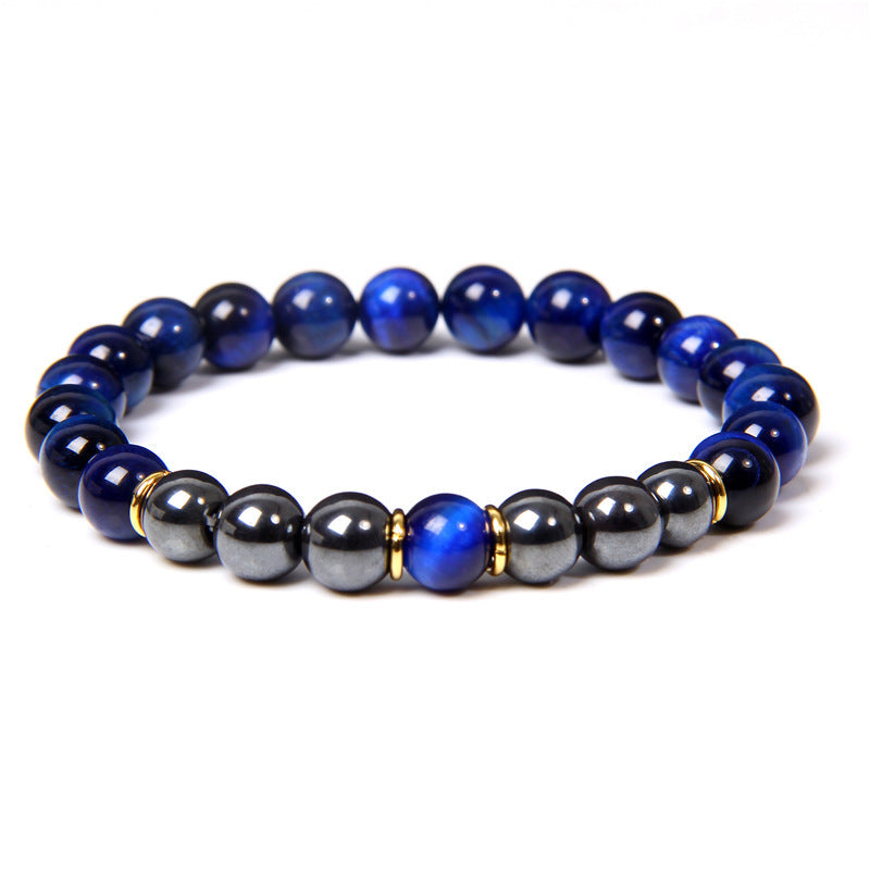 Bracelet en pierre biliaire noire œil de tigre, énergie et fitness, cadeau pour homme - LUXARAH