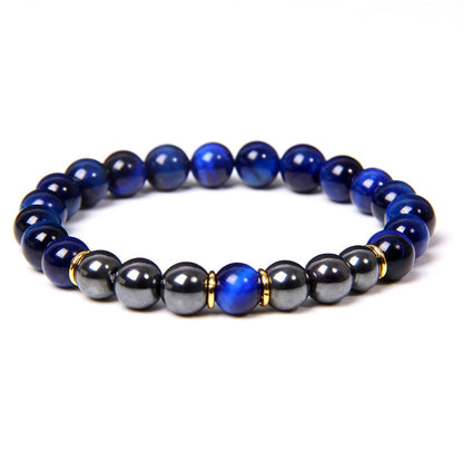 Bracelet en pierre biliaire noire œil de tigre, énergie et fitness, cadeau pour homme - LUXARAH