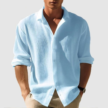 Chemise à manches longues et revers pour homme, tendance, unie, simple boutonnage, vêtements d'automne et de printemps
