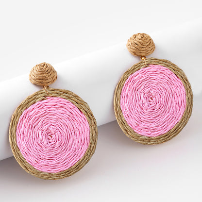 Boucles d'oreilles bohèmes tissées à la main en rotin synthétique - LUXARAH