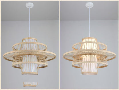 Lustre en bambou pour restaurant chinois, hôtel, famille d'accueil, chambre à coucher, balcon, lanterne, lampe à riz - LUXARAH