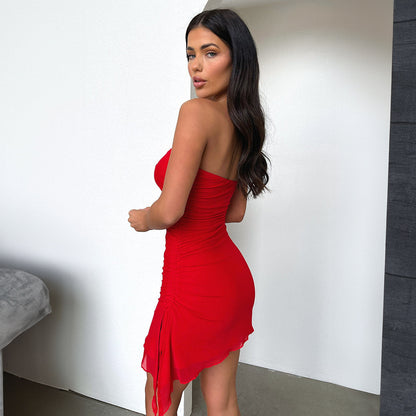 Robe tube fendue Y2K, tenue d'été tendance dos nu - LUXARAH