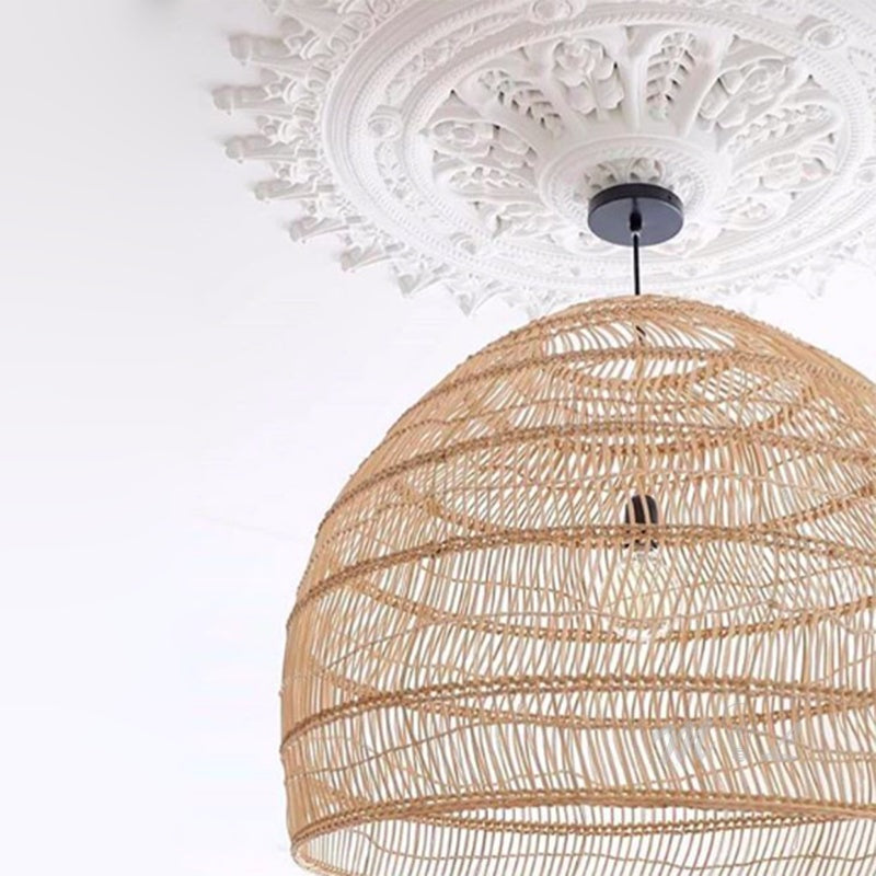 Lustre en rotin de luxe léger Art Villa Lamps - LUXARAH