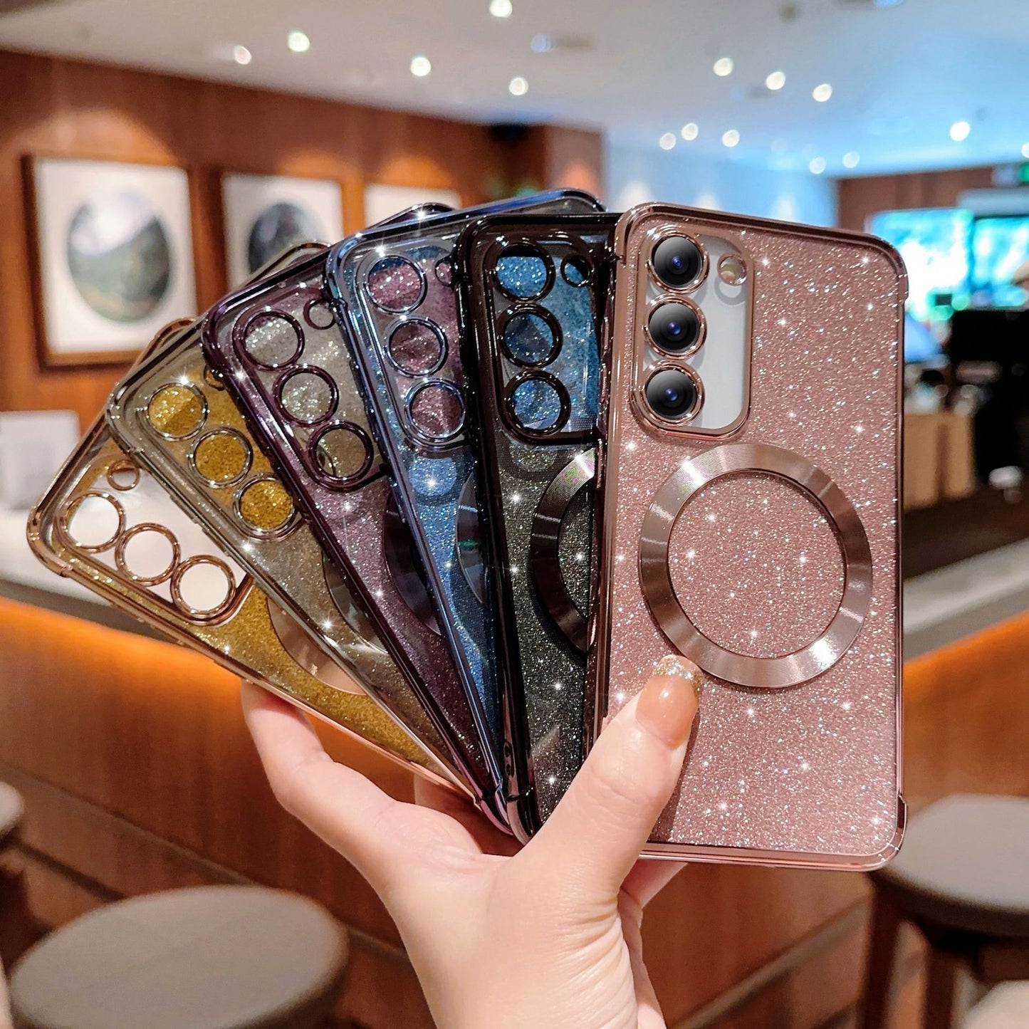 Coque de téléphone transparente à placage magnétique, couleur unie