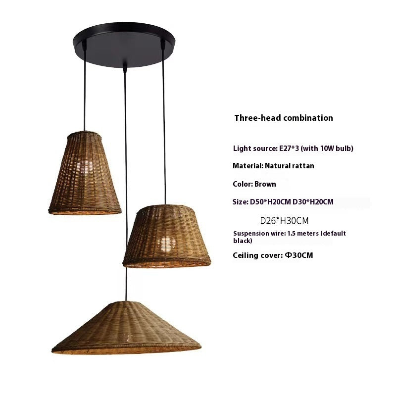 Suspension vintage en rotin tressé et bambou de style Wabi Sabi - LUXARAH