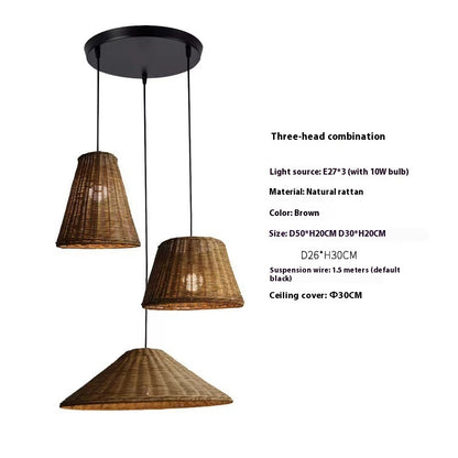 Suspension vintage en rotin tressé et bambou de style Wabi Sabi - LUXARAH