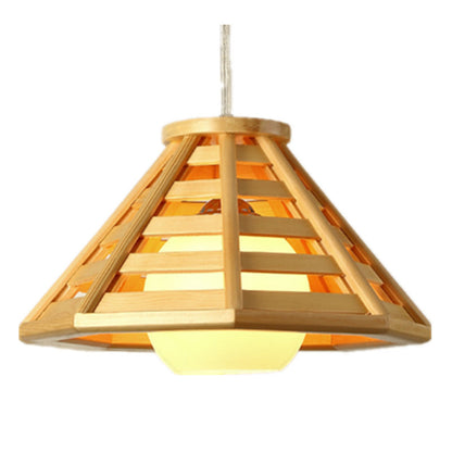 Plafonnier, LED moderne, minimaliste en bambou tissé et bois pour restaurant, bar, hôtel, auberge, balcon - LUXARAH