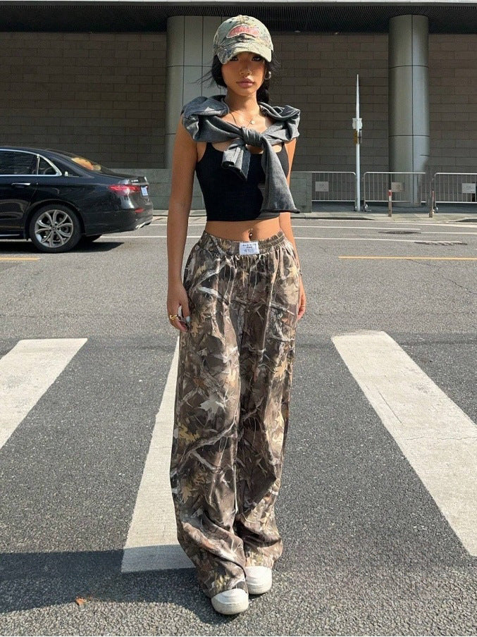 Pantalon décontracté amincissant hip-hop rétro streetwear multi-poches camouflage cargo pour femme Y2k hip-hop cargo grunge baggy pantalon