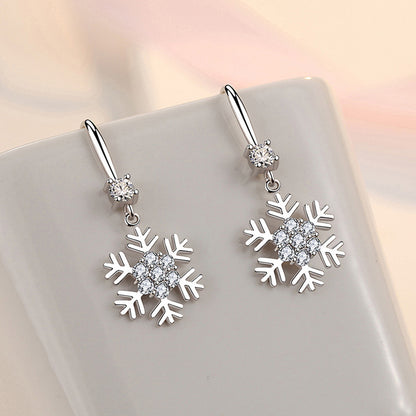 Boucles d'oreilles flocon de neige avec strass, tendance, personnalisées, pour femmes, bijoux de Noël