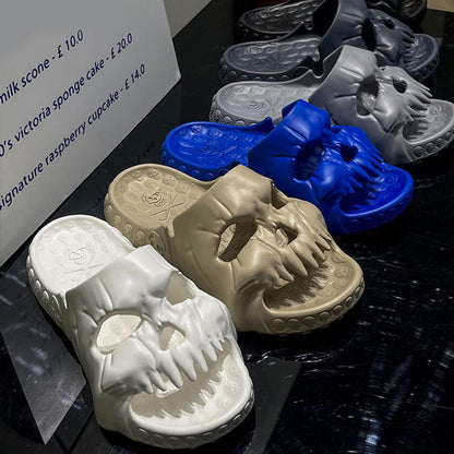 Chaussons d'Halloween personnalisés avec motif tête de mort, pour salle de bain, intérieur ou extérieur, amusants, pour la plage - LUXARAH