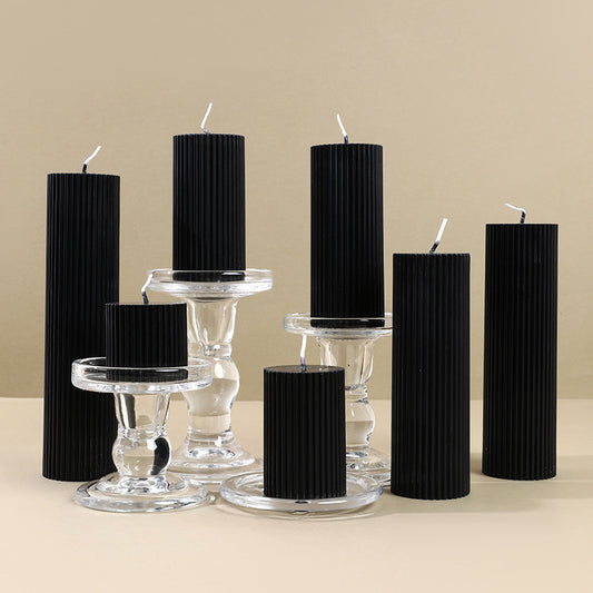 Bougies d'aromathérapie cylindriques noires au soja