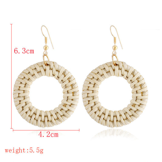 Boucles d'oreilles en bambou et rotin tissés à la main, boucles d'oreilles tribales en rotin - LUXARAH