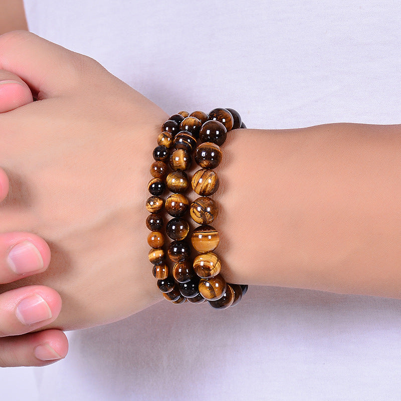 Bracelet d'énergie de yoga en œil de tigre jaune naturel de qualité A - LUXARAH