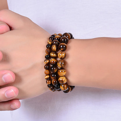 Bracelet d'énergie de yoga en œil de tigre jaune naturel de qualité A - LUXARAH