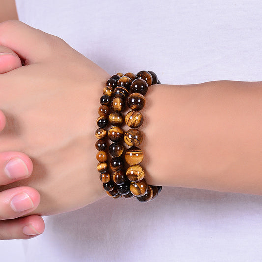 Bracelet d'énergie de yoga en œil de tigre jaune naturel de qualité A - LUXARAH