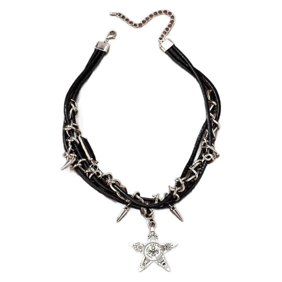 Collares colgantes y remaches Y2K, calaveras y estrellas, estilo punk gótico, tendencia... 