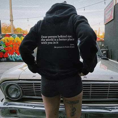 Sweat à capuche créatif avec lettres « Everything Will Be Okay » pour femme, décontracté, ample, chaud et confortable