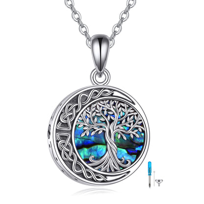 Collares de urna de plata de ley con colgante de árbol de la vida y nudo celta, joyas de cremación para cenizas, joyas de recuerdo