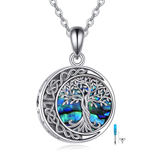 Colliers urnes en argent sterling avec pendentif arbre de vie et nœud celtique, bijoux funéraires pour cendres, bijoux souvenir