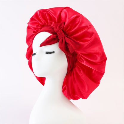 Bonnet en soie pour dormir, bonnet en satin, bonnet de nuit, écharpe pour cheveux bouclés avec lien à nouer