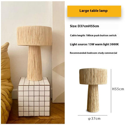 Lampe de chevet rétro en rotin tissé à la main pour chambre à coucher - LUXARAH