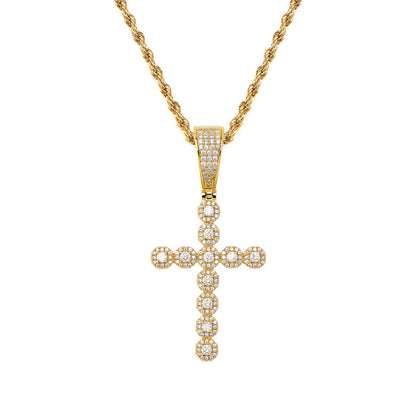 Retro Jesus Christ cross pendant, decorated with zircons, for men and women.