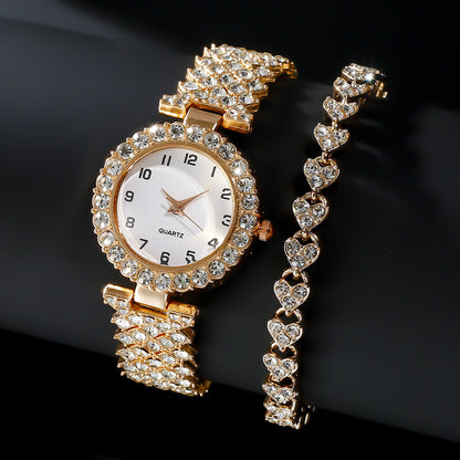 Ensemble de 2 montres de luxe pour femmes, bijoux tendance, bracelet argenté, montre-bracelet à quartz, bracelet en alliage, ensemble de bijoux, horloge, cadeau