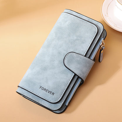 Portefeuille long à trois volets pour femme, nouvelle collection, sac tendance, porte-monnaie multi-cartes, tissu bicolore givré