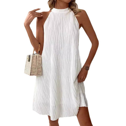Robes tendance, couleur pure, dos nu, col licou - LUXARAH