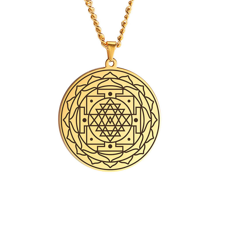 Collar con colgante de flor de mandala de acero inoxidable, collares de geometría sagrada