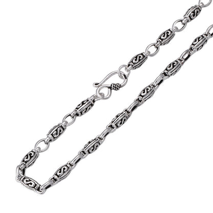 Collares de plata tailandeses vintage para hombre y mujer, con el clásico y popular patrón de letra S.