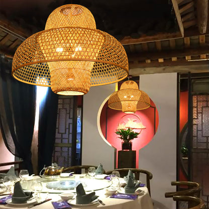 Lustre de style chinois en bambou