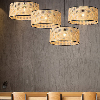 Plafonnier japonais en rotin style nordique pour chambre à coucher et salle à manger - LUXARAH