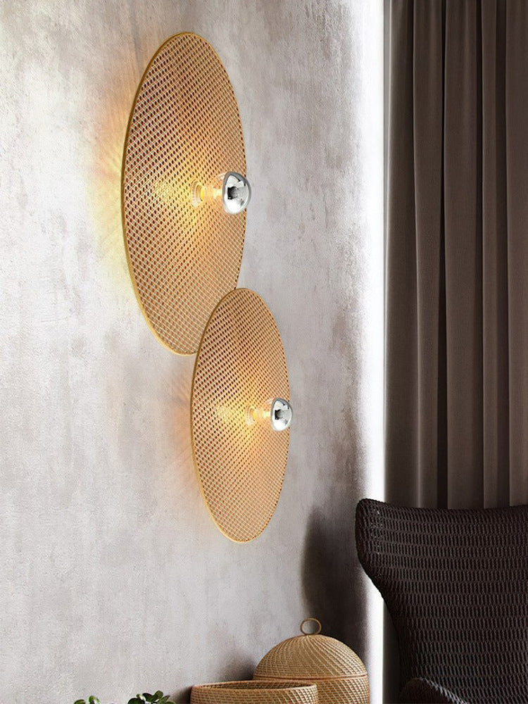 Lampe murale en rotin de style japonais, lampe de chevet simple pour chambre à coucher