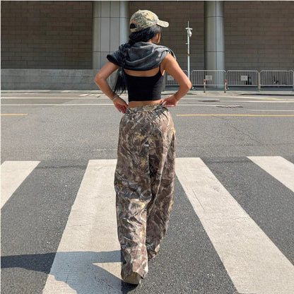 Pantalon décontracté amincissant hip-hop rétro streetwear multi-poches camouflage cargo pour femme Y2k hip-hop cargo grunge baggy pantalon