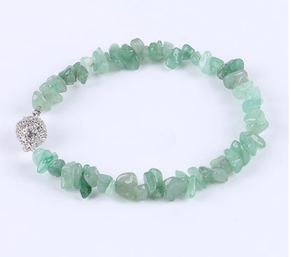 Bracelet en gravier naturel pour femme, aimanté, boucle boule en zircon, énergie irrégulière, pierre semi-précieuse - LUXARAH