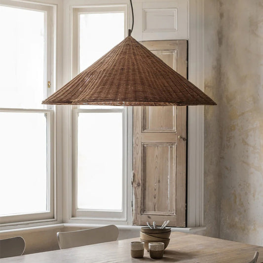 Plafonnier en rotin tressé de style silencieux B & B Tea Room Zen - LUXARAH