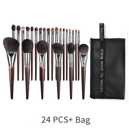 Ensemble de pinceaux de maquillage naturels, pinceau à paupières, chèvre - LUXARAH