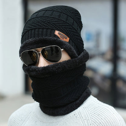 Ensemble bonnet et écharpe d'hiver en tricot chaud, doublé polaire épaisse, cache-cou pour homme et femme