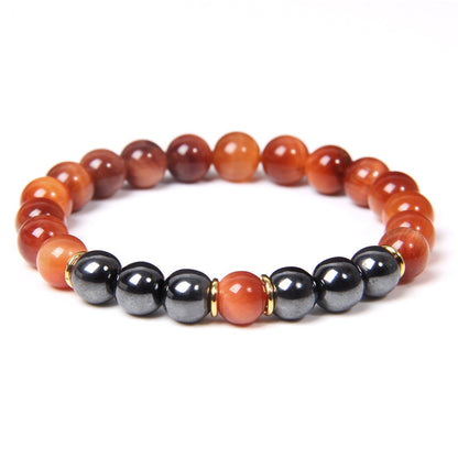 Bracelet en pierre biliaire noire œil de tigre, énergie et fitness, cadeau pour homme - LUXARAH