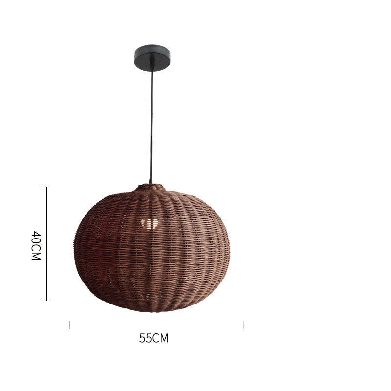 Lustre double tissé en rotin pour la maison - LUXARAH