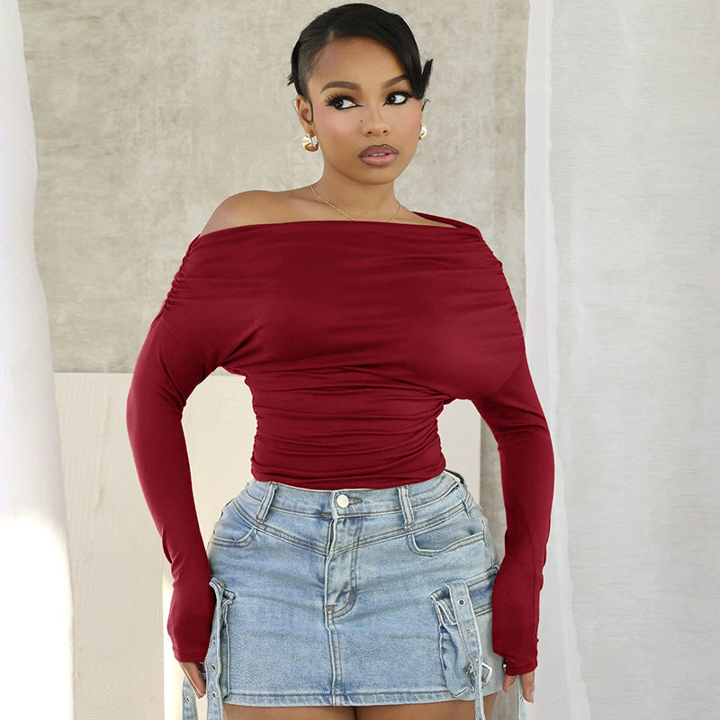 Haut simple et tendance pour femme, couleur unie