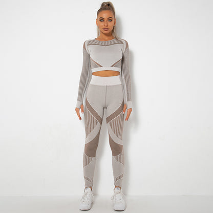 Combinaison de yoga absorbante tricotée sans coutures à manches longues - LUXARAH